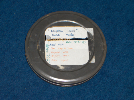 Photo of 16mm can containing 300 feet of film shot in Brighton