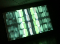 screenshot of Piercing Brightness film of music performance, at Newlyn Art Gallery