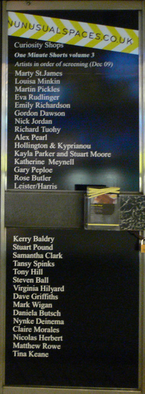 Clos-up of Lumen's Art in Unusual Spaces sign in the Merrion Centre, Leeds