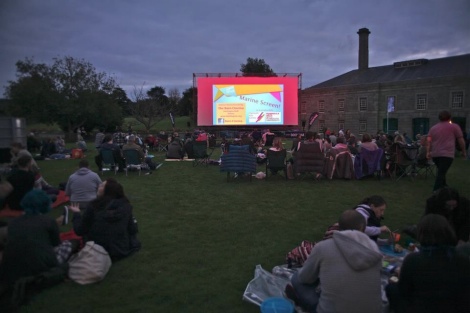 Stuart's photo of the open-air cinema at the Royal William Yard, about 7.30pm before the screening