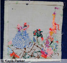 Embroidery square sewn by my mother as achild, reverse